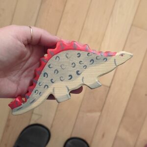 Holztiger Wooden Red-Spined Stegosaurus Toy